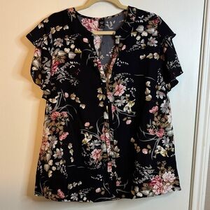 SHEIN Black Floral Blouse